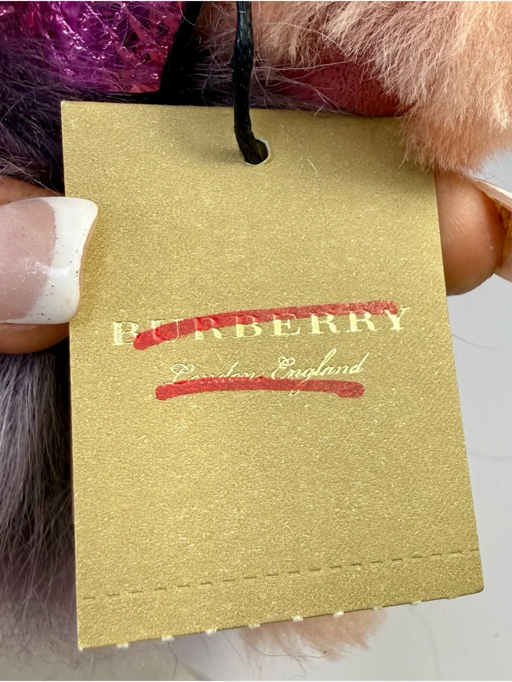 Burberry Thomas Bear Pink & Lavender Pom-Pom Keychain/Bag Charm